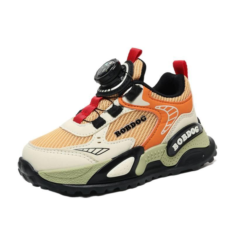 Babu Bean Boys Shoes Spring and Autumn 2025 New Rotating Button Medium and Older Children's Mesh Breathable Children's Sneakers