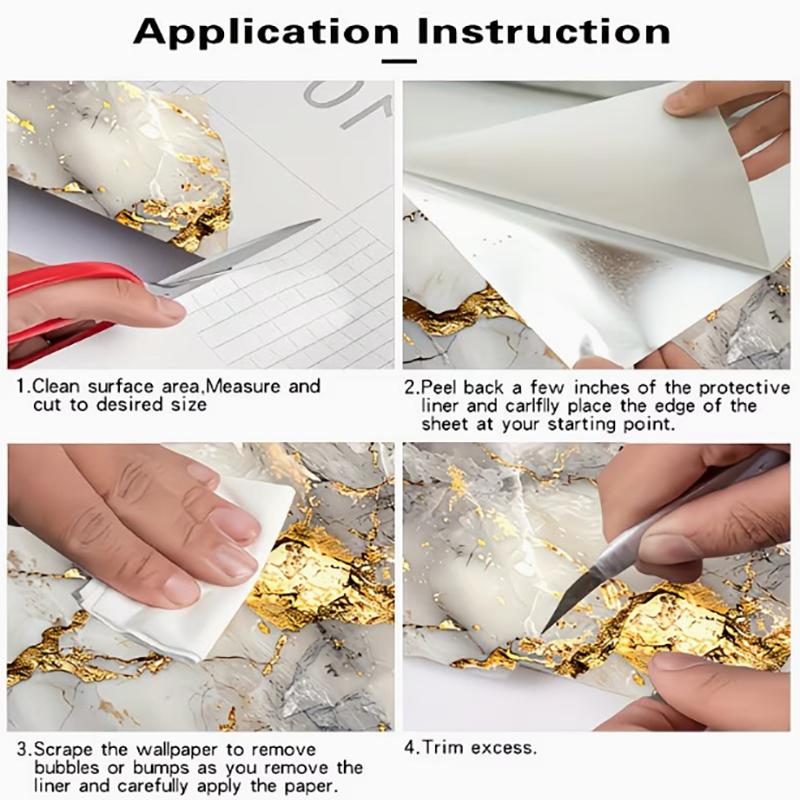 Convient Pour la Décoration de Cuisine Papier Peint Autocollant Motif Marbre Facile à Appliquer Imperméable Résistant à l'Huile et à la Chaleur.