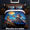 Witchcraft Theme Custom Text Or Name 3Pcs Bedding Set,1 Flat Sheet & 2 Pillowcases Personalized Home Bedding