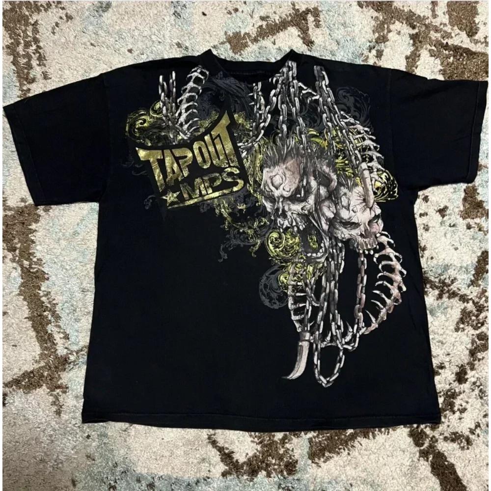 Topuri Retro Affliction anii 2000 Vară Stradă Gotic Retro Imprimat Tricou Supradimensionat Bărbați Hip Hop Harajuku Punk Mânecă Scurtă Tricouri Îmbrăcăminte Femei