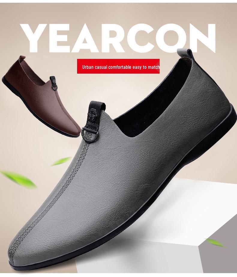 Men's Genuine Leather Lightweight Casual Driving Loafers - Comfortable Slip-on Business Shoes