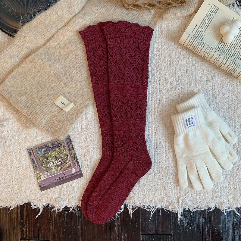 

Inspired Retro Lace Calf Socks – Thickened Thermal Over-the-Knee Socks for Women, Autumn/Winter Streetwear with Adjustable Cuff One Size