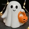 Cute Ghost Room Decor Halloween Figurine, Resin Statue, Creative Holding Decorative for Home Bat/Drink Tabletop Ornament Party, Trick or Treat