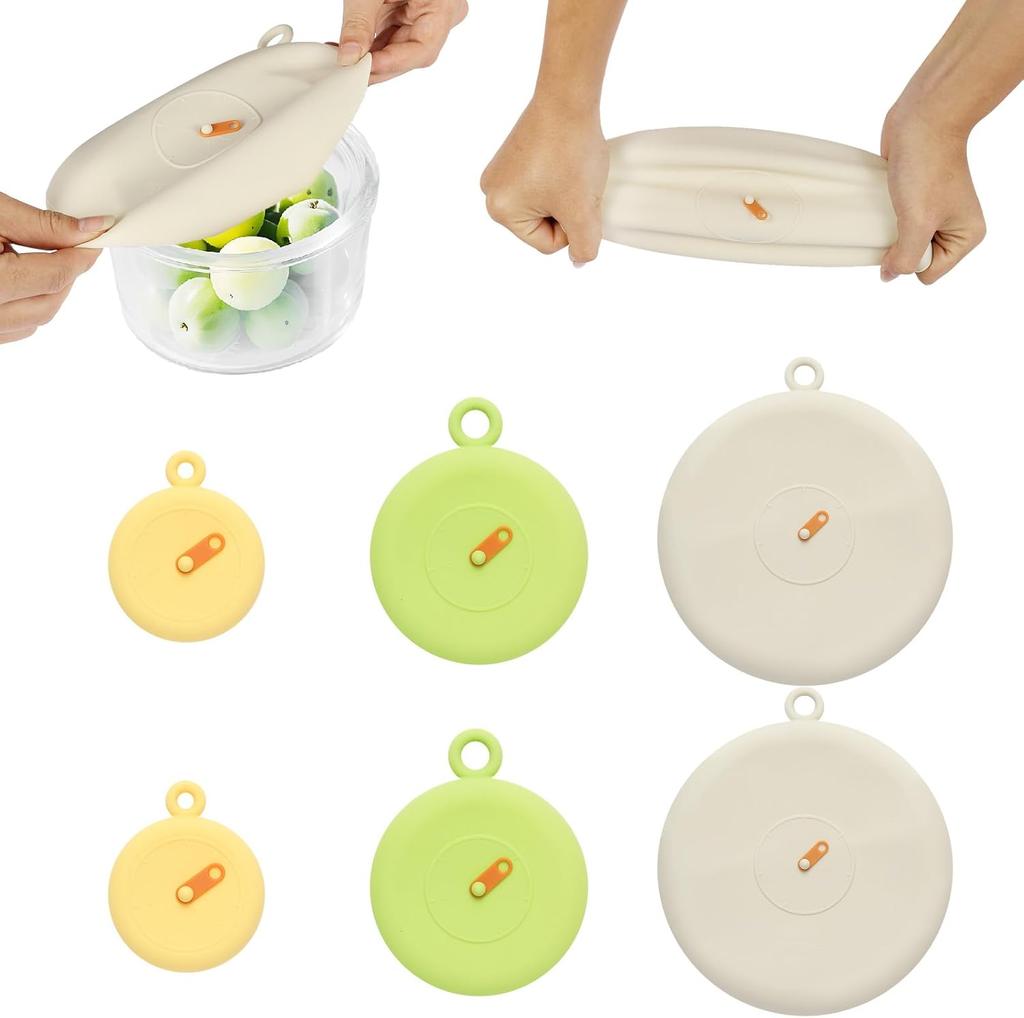 Food Cover Set Bowl Lids Heat Resistant Round Refrigerator Leftovers Universal Sealing Lids Reusable Kitchen Covers