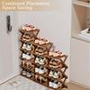 Bamboo Folding Shoe Rack Space Saving Wooden Shoes Organizer Entryway Corner Shelf Stable Construction Large Capacity Cabinet