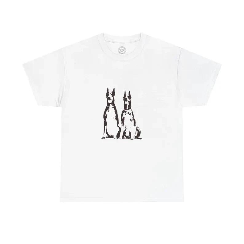 Dobermann Graphic Art T-Shirt, Y2K Unisex Tee