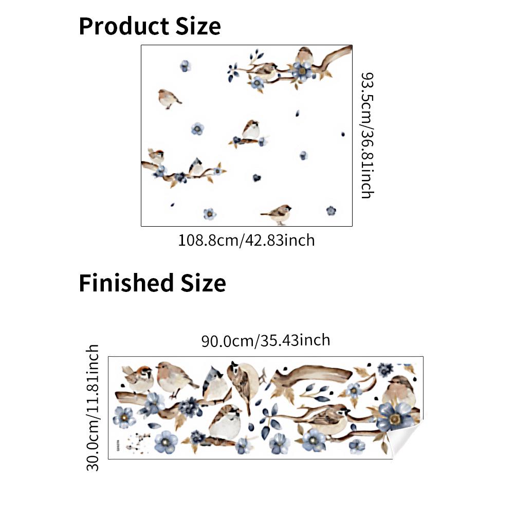 Водонепроницаемые Самоклеящиеся Настенные Наклейки с Рисунком Птиц - Съемные Стикеры 30x90cm