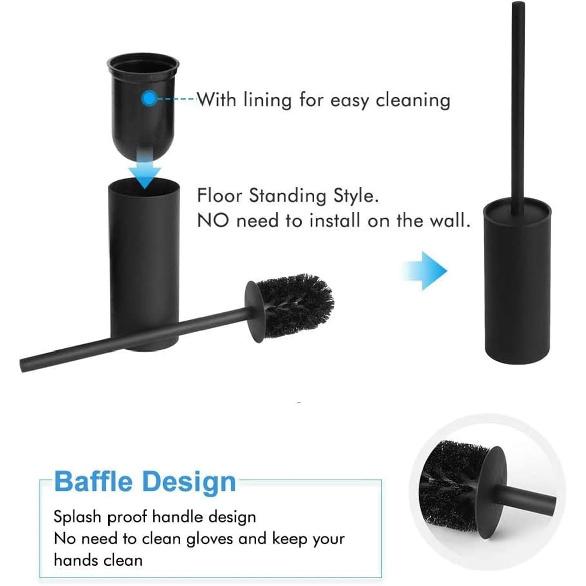 BGL Stainless Steel 304 Black Toilet Bowl Brush and Holder Set Cleaning Tool Holder with Toilet Brush