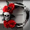 1pc 15in Rose Flower Skull Halloween  Gothic Black Halloween Decorations for Indoor Outdoor Window Hanging Ornament