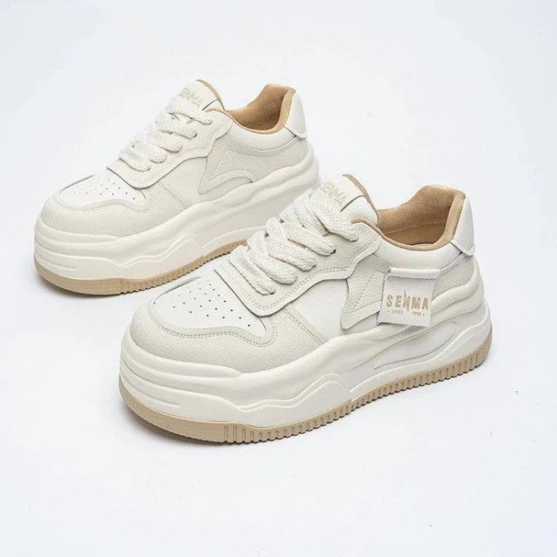 Women's New Simple Solid Color Designer Vulcanized Shoes  Spring Fashion Thick Sole Outdoor Shopping Office Sports Shoes