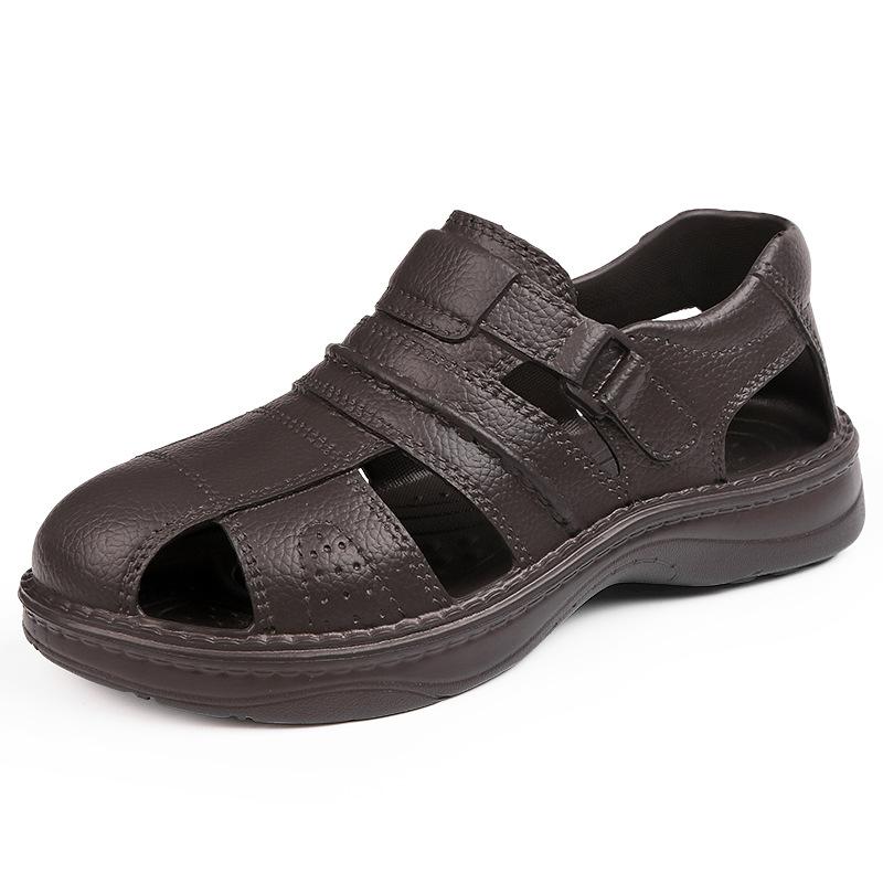 New Summer Men Sandals Outdoor Non-slip Beach PU Black Flat Fisherman Casual Shoes 2024 New2024
