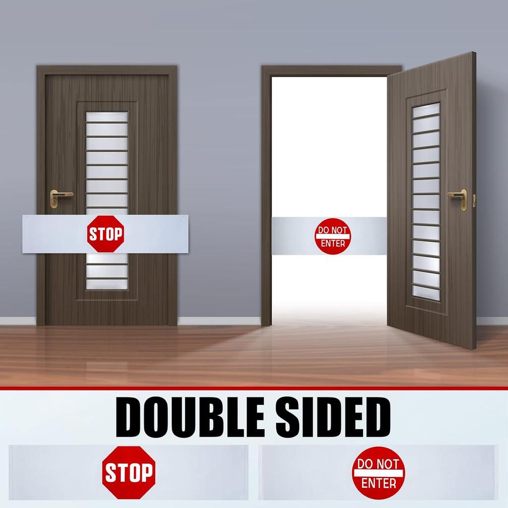 Peryiter 2 Pieces Door Guard Safety Banner 50 x 12 Inch Combination Double Sided Do Not Enter Sign for Bedroom Stop Sign Strip for Wandering