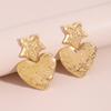 Women Fashion European American Retro Heart Dangle Earrings Star Irregular Tin Foil Surface Creative Punk Elegant Ear Jewelry
