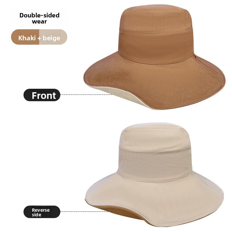 Reversible Wide Brim Sun Hat With Solid Color Design For Summer Use Casual