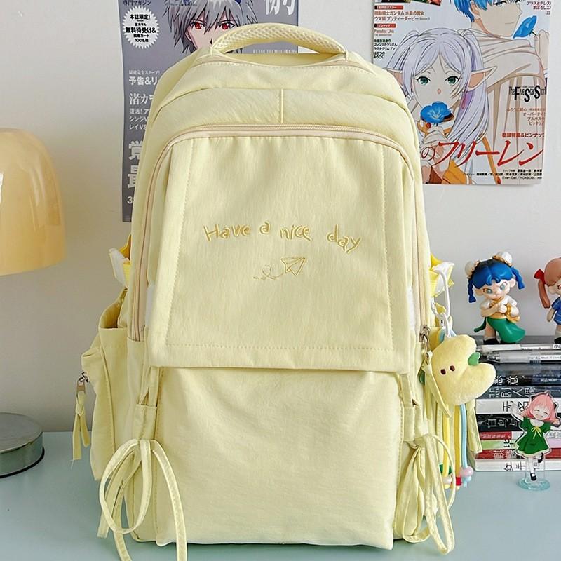 Japanese Style Light Solid Color Backpack Outdoor Travel Large-capacity Casual All-matching College Student Commuting Schoolbag