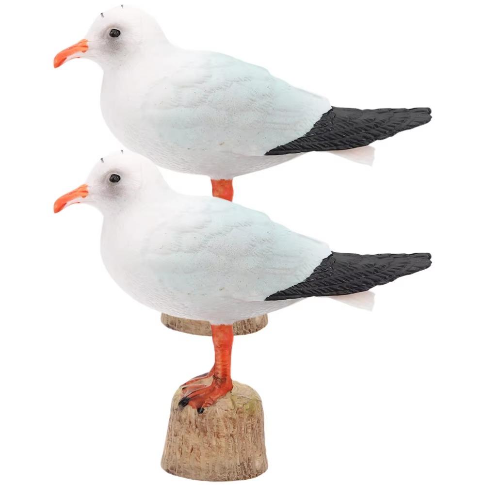 2 Pcs Unique Nautical Seagull Statue Handmade Simulation Seagull Sculpture  Home Decor