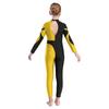 Jenter Elegant Danse Jumpsuit Langermet Ståkrage Skinnende Rhinestone Dekorert Kontrastfarge Hul Rygg Design