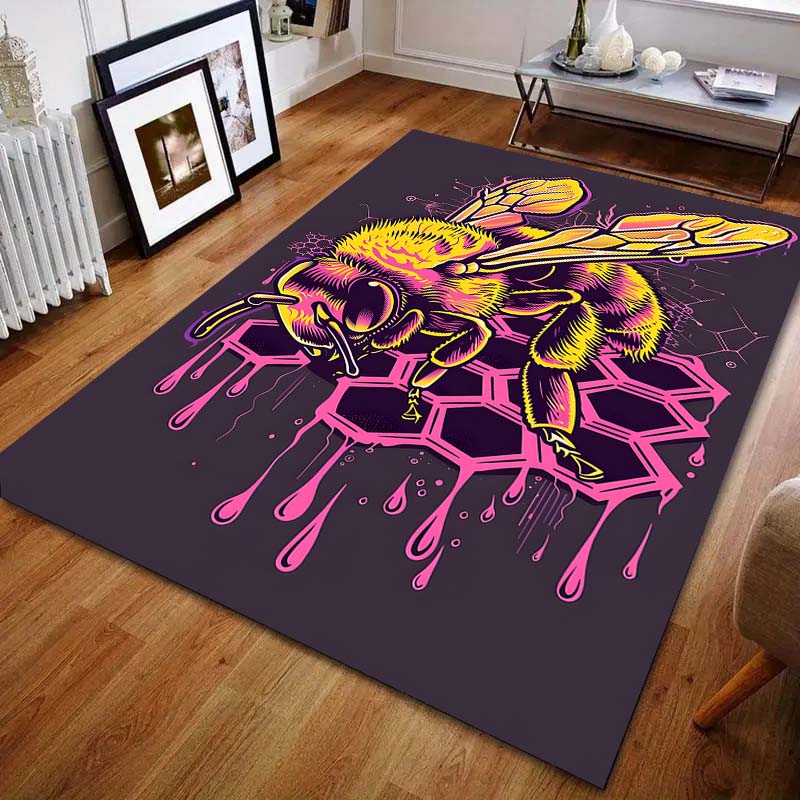 Bees and Hives Personalization Print Carpet for Living Room Bedroom Bedside Sofa Table Floor Mat Home Area Rug Decor Large Size