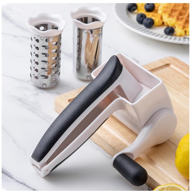 Rotary Cheese Grater Handheld Design with Comfortable Handle Grip for Easily Grating of Cheese and More