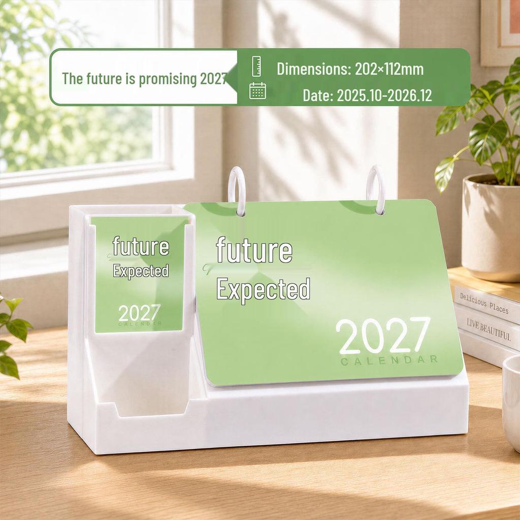 2026 Year of the Horse Acrylic Pen Holder Calendar - Customizable Office Desktop Ornament