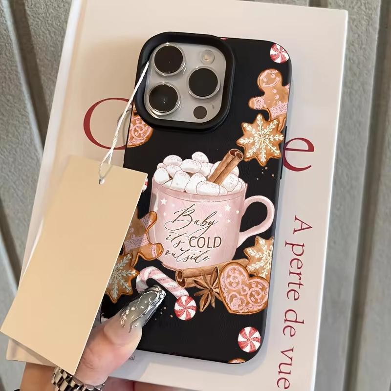 Christmas Hot Drink Dessert Gingerbread Snowflake Phone Case For iPhone 17 Pro Max 16 15 14 13 12 11 XS X XR 16 Plus 17Air Cover