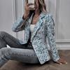 Giacca Blazer da Donna con Stampa Floreale Casual Vestibilità Larga Monopetto Revers a Tacca