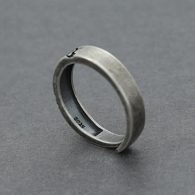 Adjustable Open Ring Couples Unisex Vintage Geometric Totem Design Plated Student Gift