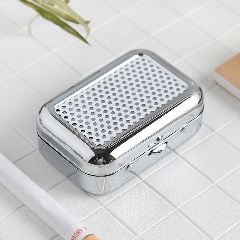 Portable Pocket Ashtray with Lid, Stainless Steel Metal Car Ash Tray, Mini Travel Cigarette Ash Holder for Outdoor Use