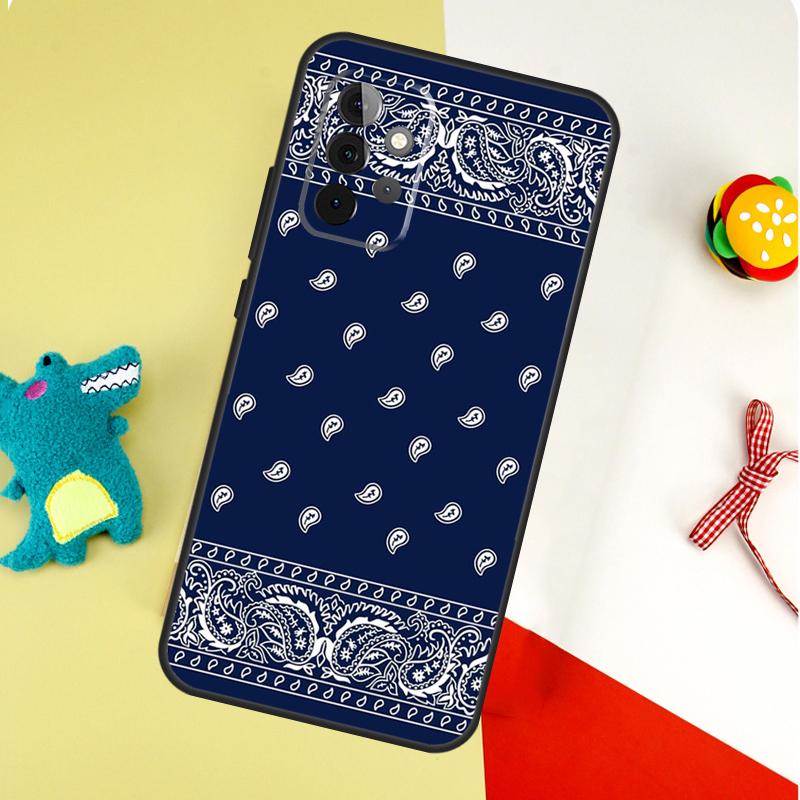 Black Bandana Paisley For Samsung Galaxy A05 A06 A16 A54 A34 A14 A55 A35 A15 A53 A33 A13 A22 A32 A52 Phone Case