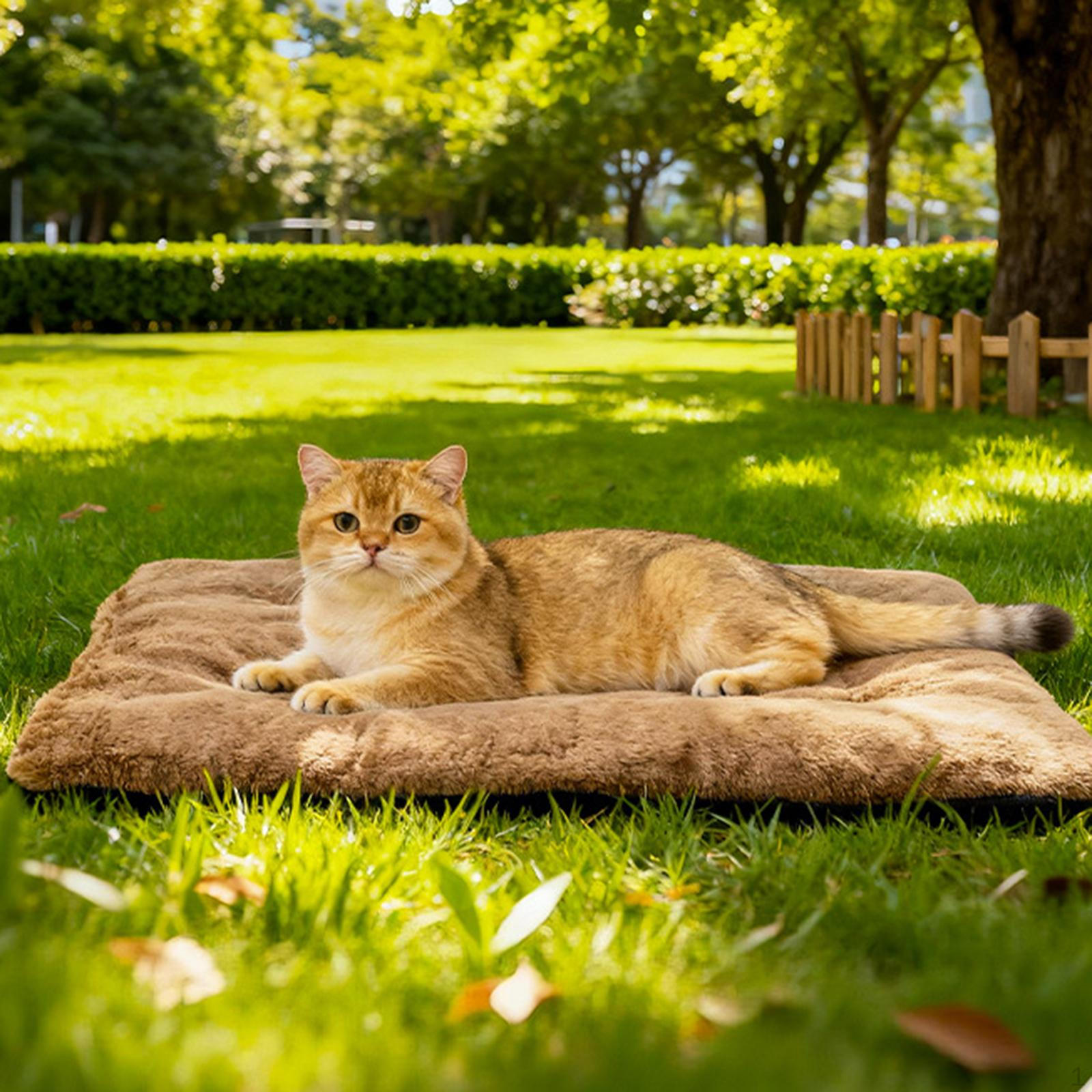 

Self Warming Dog Pad Crate Mat Thermal Pet Kennel Bed for Bunny Elderly Pets Khaki S