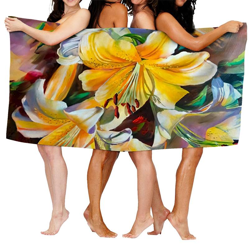 Home bath towels for the body towels bathroom quick drying microfiber beach towel Oil painting style man large sports towel