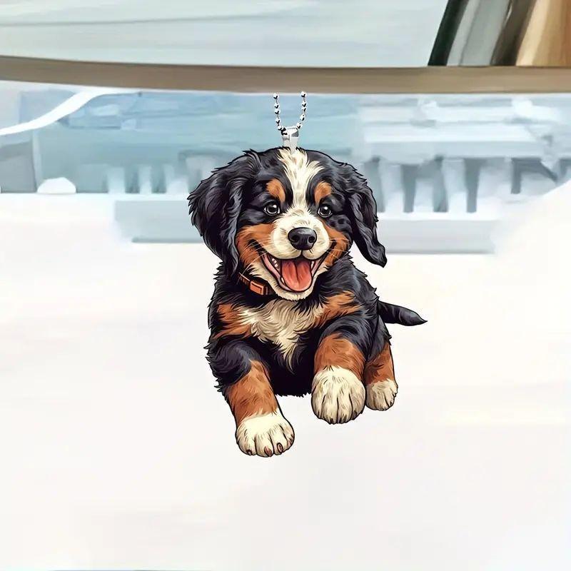 Adorable Cartoon Black Dog Acrylic Car Ornament For Stylish Interior Decoration