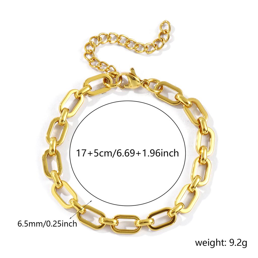 1 Piece Stylish Exquisite 18K Gold Plated 304 Stainless Steel Handmade Link Chain Bracelets For Women Gift 17cm(6.7") long