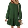 Ribbed Knitted Splicing Solid Color Long-sleeved Casual Mini Dress