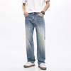 Elastic Denim New American Trendy Brand Men's Jeans Commuter High Street Loose Straight American Light-colored Denim Trousers
