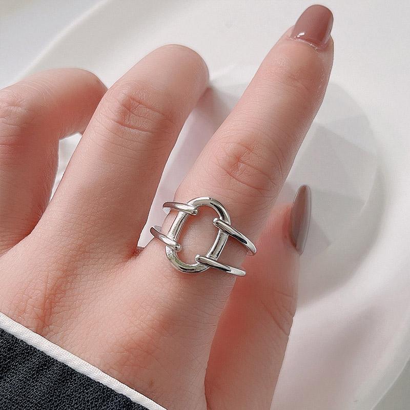 925 Sterling Silver Rings For Women Trendy Fashion O White Stone Hug Hollowout Shape Handmade Couple Jelwery For Party Gift