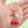 Red Cherry Pearl Resin Keychain Pendant