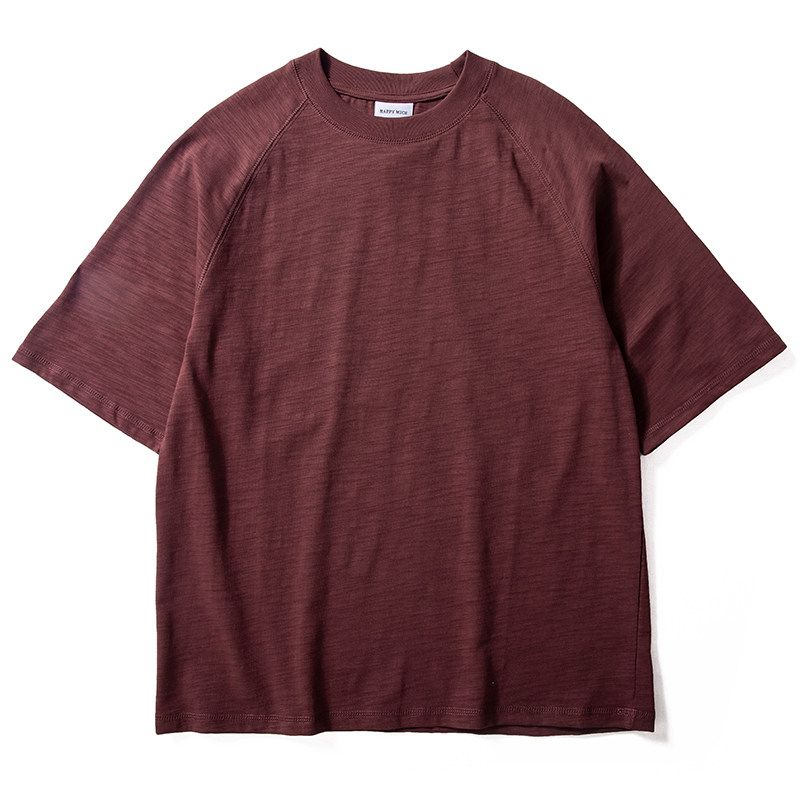 Men's Summer New Style Loose Breathable Bamboo Cotton Top American Retro Trendy Brand Raglan Sleeve Pure Cotton Short-Sleeved T-Shirt