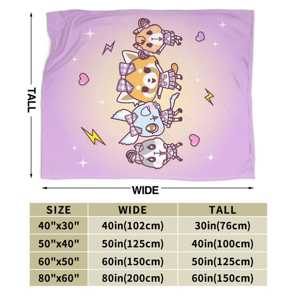 Aggretsuko Flannel Blanket Winter  Warm Soft Throw Blanket for Kids Outdoor Pattern Bedspread Sofa Bed Cover