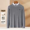 [Heavy duty thickened long staple cotton] Classic casual round neck men's sweater solid color autumn and winter warm pure cotton knit sweater