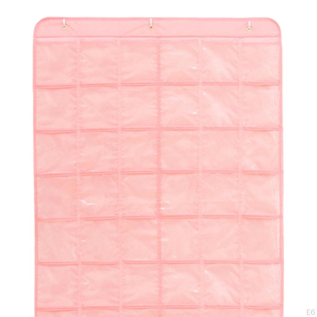 Classroom Pocket Chart Hanging Organizer Pink Household Organization Clear Pockets for