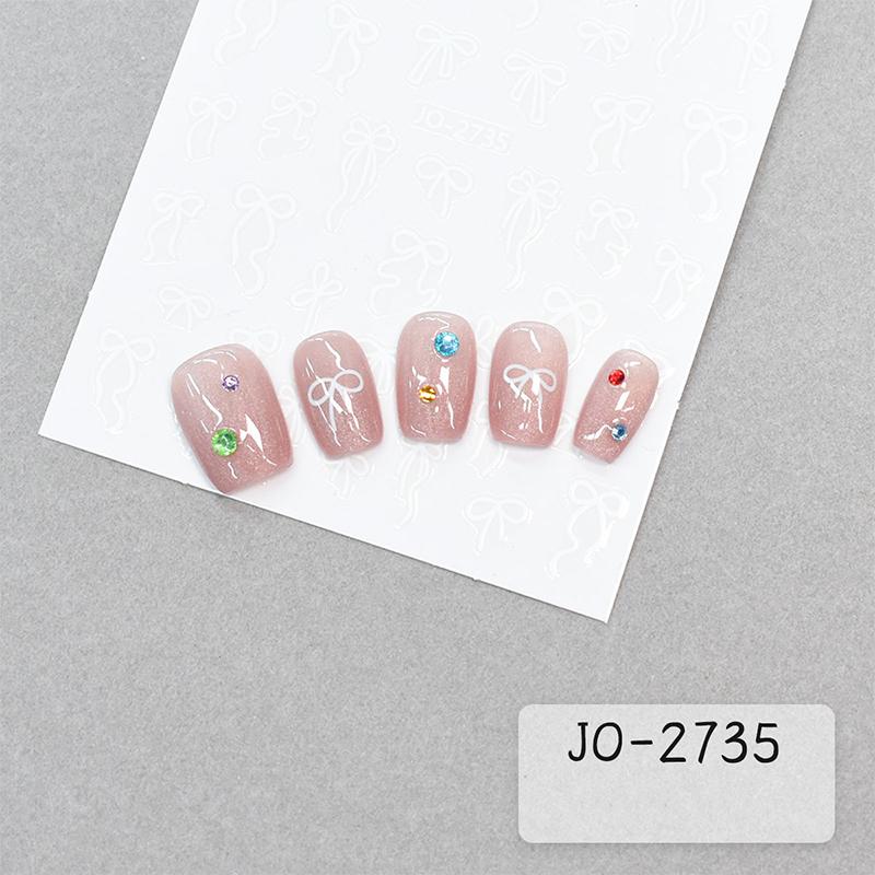 Lovely Simple Bronzing Line Bowknot 3D Self Adhesive Nail Art Decorations Stickers Ribbon Charming Cute Manicure Decals
