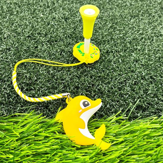 Big Head Golf Tee And Anti Lost Golf Tee Hanger Set Plastic Cartoon Dolphin Golf Tee Ring with Strap for Men Women Golf Enthusiasts
