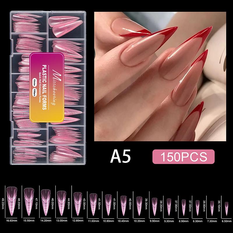150 Pcs Dual Forms For Poly Nail Gel Soft Nail Forms Molds Acrylic Full Cover False Nail Tips Manicure Extension