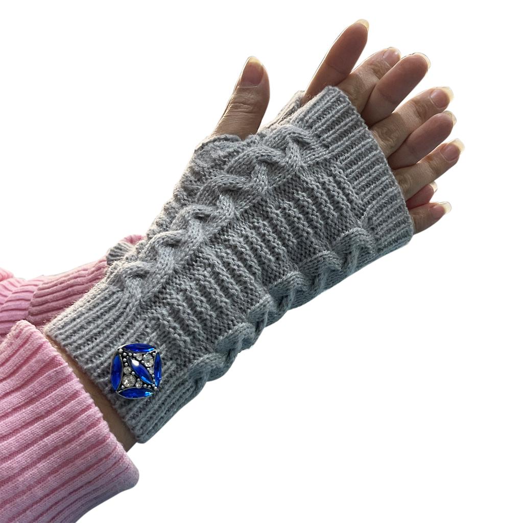 Fit 18mm Snap Button Winter 028 Students Write Keep Warm Knitted Lady Fingerless Work Wrist Gloves Women Men Adolescent