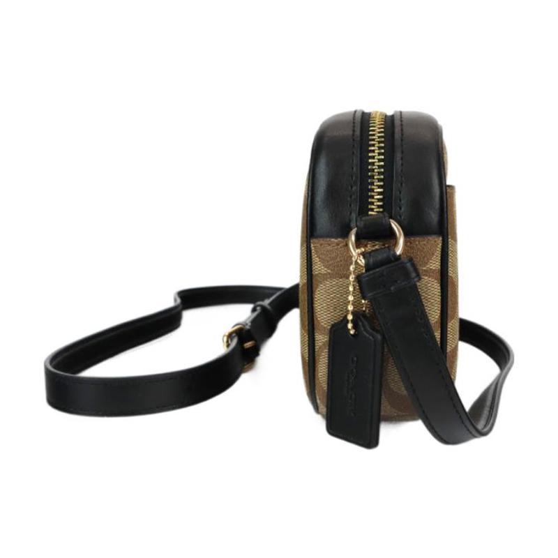 Coach Crossbody Bag Jamie 19 Zipper Closure Internal Multi-function Pocket Dual Card Slots Signature Coated Canvas and Smooth Leather Small Women's