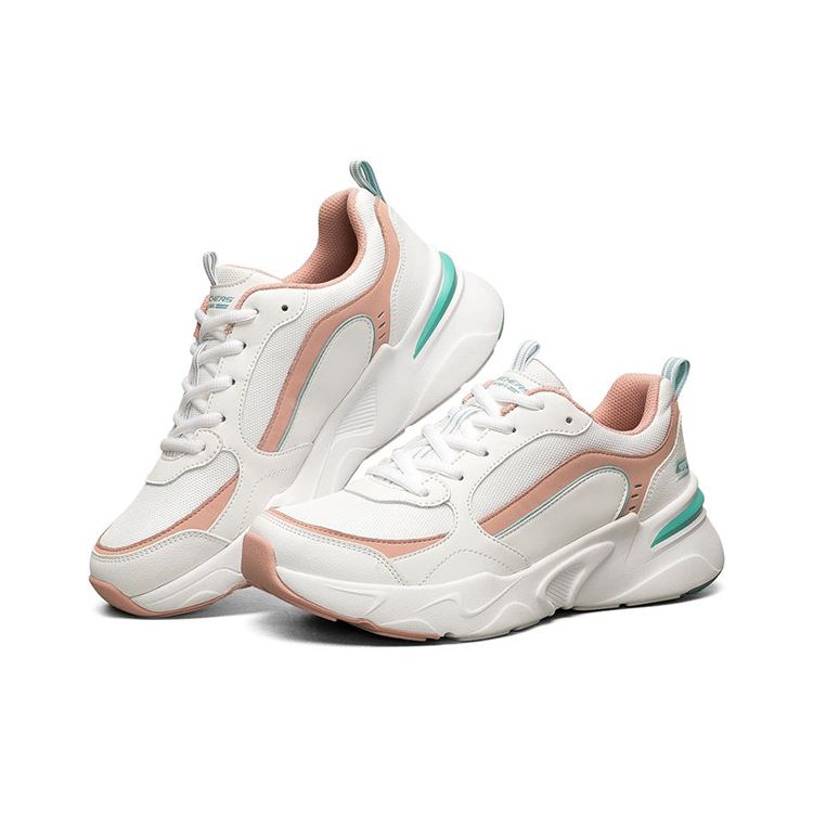 Skechers Bobs Bamina Comfortable Low-Top Running Shoes Women sneakers White Pink 117040-WPK