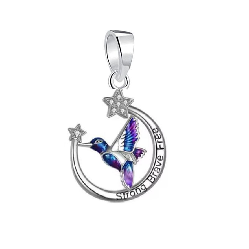 NEW Fine S925 Silver Pink Glass Flamingo Dangle Bead Pendat Fit Original  Bracelet Jewelry Shiny Colored Zircon Bird Charm