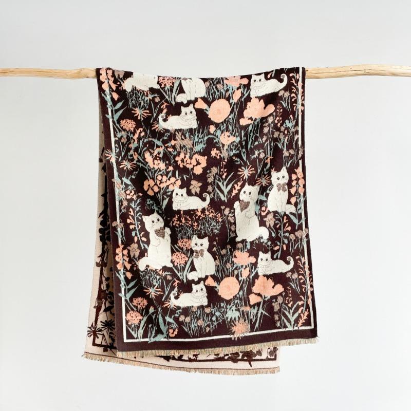 New cute cat scarf women's autumn and winter velvet thickened imitation cashmere shawl with warm scarf women