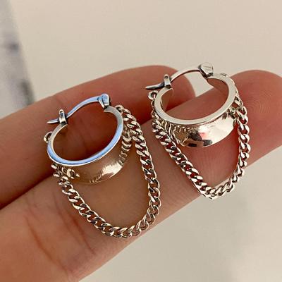 Geometrische Retro-Quastenohrringe: 925 Silbernadeln, Stilvolle Ohrbügel, Einzigartiger Ins-Stil für Frauen.